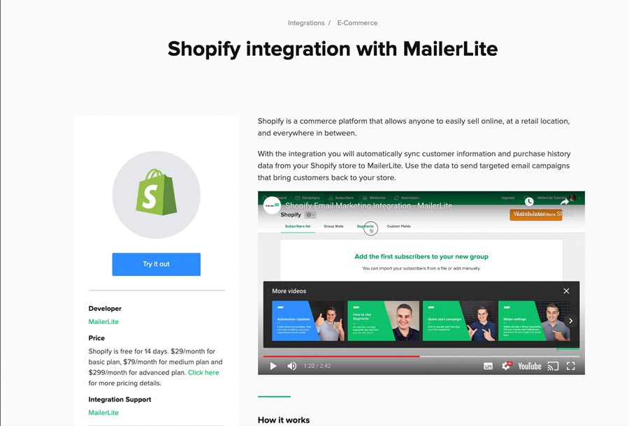 Mailerlite Review - Shopify Integration