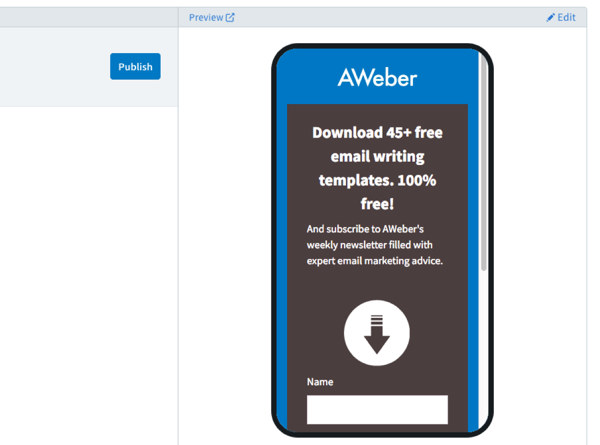 mobile - Landing pages AWeber
