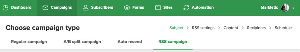 rss campaign - Mailerlite RSS Campaign